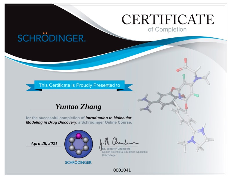 Introduction to Molecular Modeling in Drug Discovery Certificate