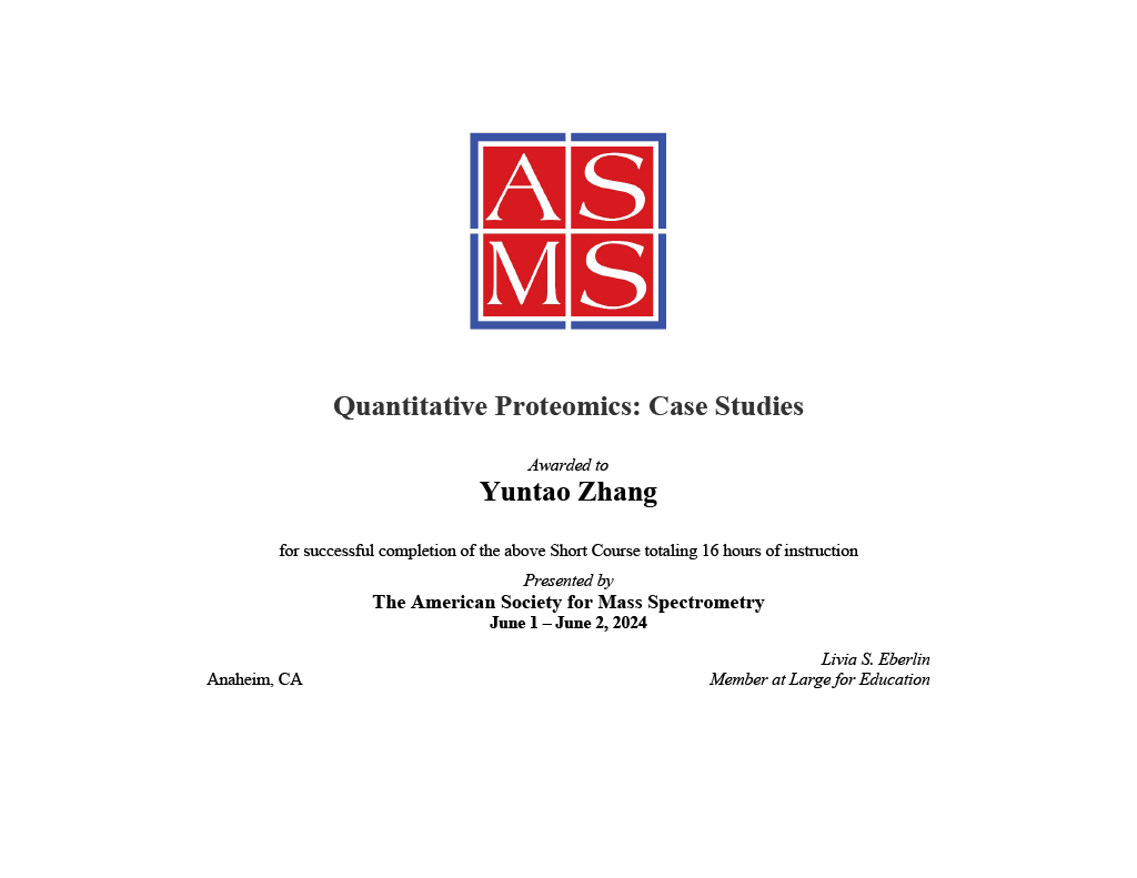Quantitative Proteomics: Case Studies Certificate